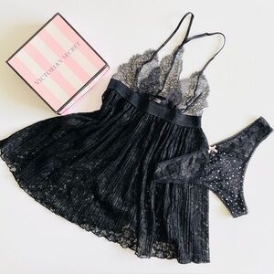 MEDIUM Victoria’s Secret black slip lingerie set